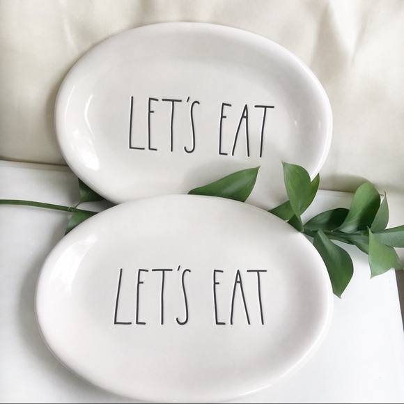 NWT Rae Dunn 2 Lets Eat Oval Plates - Picture 5 of 7